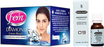 

SHEER SECRET PEPPERMINT ESSENTIAL OIL 15ML and FEM DIAMOND BLEACH 30 GRAMS(Set of 2)