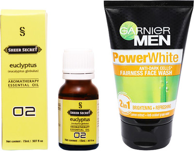 

SHEER SECRET EUCLYPTUS ESSENTIAL OIL 15 ML and GARNIER MEN'S POWER WHITE FACE WASH 100 ML(Set of 2)