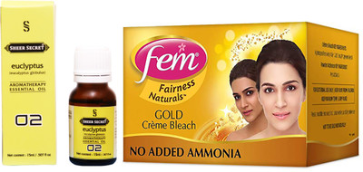

SHEER SECRET EUCLYPTUS ESSENTIAL OIL 15ML and FEM GOLD BLEACH 30 GRAMS(Set of 2)