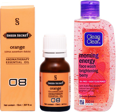 

SHEER SECRET ORANGE ESSENTIAL OIL 15 ML and CLEAN & CLEAR MORNING ENERGY BERRY FACE WASH 100 ML(Set of 2)