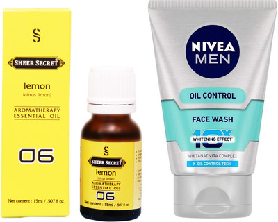 

SHEER SECRET LEMON ESSENTIAL OIL 15 ML and NIVEA OIL CONTROL FACE WASH 100 ML(Set of 2)