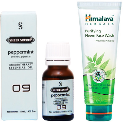 

SHEER SECRET PEPPERMINT ESSENTIAL OIL 15 ML and HIMALAYA NEEM FACE WASH 100 ML(Set of 2)