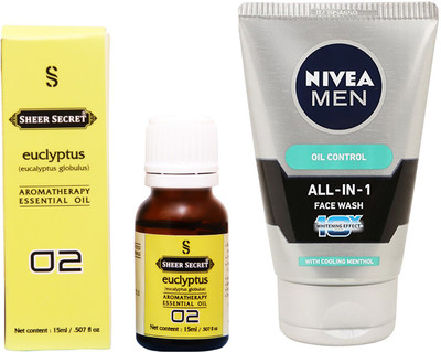 

SHEER SECRET EUCLYPTUS ESSENTIAL OIL 15 ML and NIVEA ALL IN 1 FACE WASH 100 ML(Set of 2)
