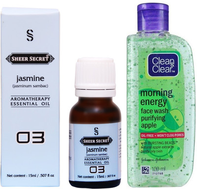 

SHEER SECRET JASMINE ESSENTIAL OIL 15 ML and CLEAN & CLEAR MORNING ENERGY APPLE FACE WASH 100 ML(Set of 2)