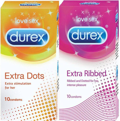 Durex Extra Dotted, Extra Ribbed Condom(Set of 2, 20S)