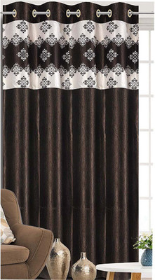 Soulful Creations 212 cm (7 ft) Door Polyester Room Darkening Curtain Single Curtain(Brown Coffee, Printed)