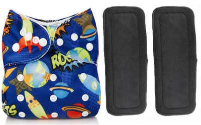 

Babymoon ( SET of 3 - 1 Cloth Diaper & 2 Wetfree Bamboo Inserts) Premium Adjustable Reusable Cloth Pocket Diaper - L(3 Pieces)