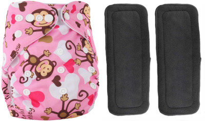 

Babymoon ( SET of 3 - 1 Cloth Diaper with 2 Wetfree Microfiber Insert) Designer Premium Reusable, Adjustable Size, Waterproof, Washable, Pocket Cloth Diaper Nappie - L(3 Pieces)