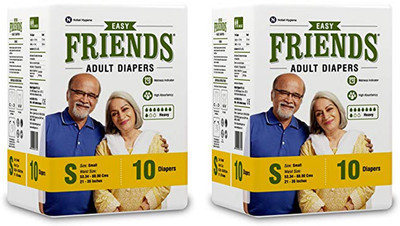 

Friends EASY ADULT DIAPERS, SIZE SMALL, 10 PCS PACK, COMBO OF 2 PACKS, FOR WAIST SIZE 21''-35'' INCHES, TOTAL 20 DIAPERS Adult Diapers - S(20 Pieces)