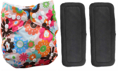 

Babymoon ( PACK of 3 - 1 Cloth Diaper & 2 Wetfree Microfiber Inserts) Premium Reusable Adjustable Size Leakproof Organic Anti Bacterial - L(3 Pieces)
