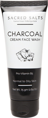 

Sacred Salts Charcoal Cream Face Wash | Deep Cleansing | 100% Organic Natural Foaming Face Wash for Men & Women | 75gm Face Wash(75 g)