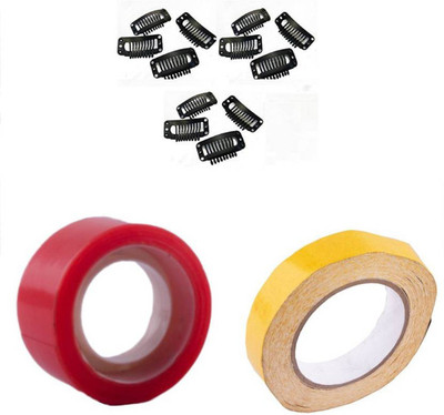 

Iyaan Wigs Clips & Tapes For Men & Women (12 Clips + 1 Small Red Tape + 1 Yellow Tape) Hair Accessory Set(Red, Yellow, Black)