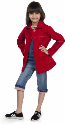 

Olele Full Sleeve Self Design Baby Girl's Jacket, Red