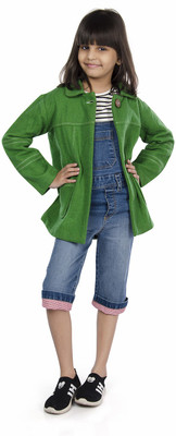 Olele Full Sleeve Self Design Baby Girl's Jacket, Green