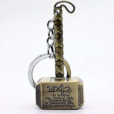 Click Thor Hammer Marvel Avengers Superhero Gold Metal Ring Key Chain Key Chain