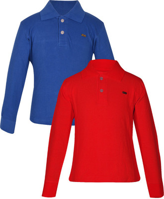 

Gkidz Boys Solid Cotton T Shirt(Blue, Pack of 2, Red