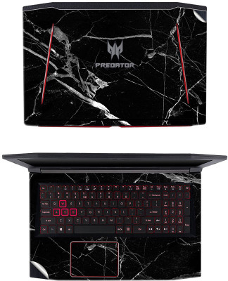 GADGETS WRAP GW-81102 Black Marble Top & Inside Skin Vinyl Laptop Decal 15.6
