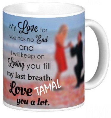 Exocticaa LOVE QUOTES COFFEE MUG LQV 115TAMAL Ceramic Coffee Mug(330 ml)