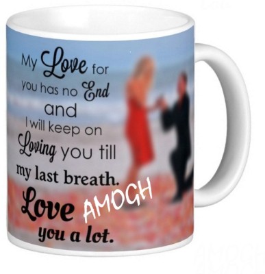 Exocticaa LOVE QUOTES COFFEE MUG LQV 115AMOGH Ceramic Coffee Mug(330 ml)