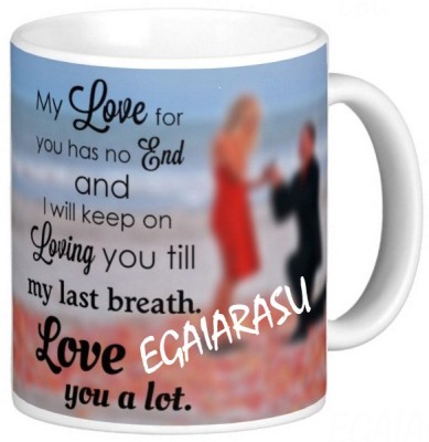 Exocticaa LOVE QUOTES COFFEE MUG LQV 115EGAIARASU Ceramic Coffee Mug(330 ml)