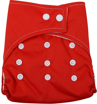 

BABY STATION Waterproof Reusable Adjustable Diaper One Size Nappy 0-24 Months (Red) - S - M