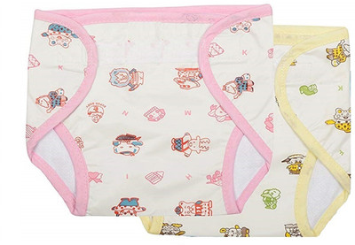 

PEUBUD cotton terry fabric Inside and Non-Toxic PVC Plastic Waterproof Outside U Nappy/ Diaper/Langot (Pack of 2) (0-3 months, Multicolor