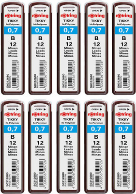 

rotring Tikky 0.7mm B Hi-Polymer Leads - Set of 10 Pencil(Brown)
