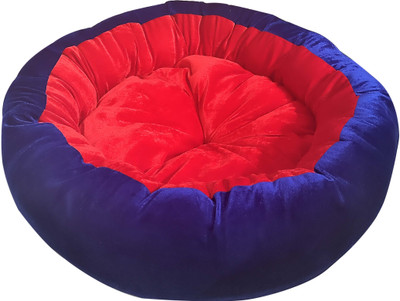 

Hiputee Ultra Soft Reversible Velvet Round Red Blue Dog/Cat Large L Pet Bed(Red, Blue)
