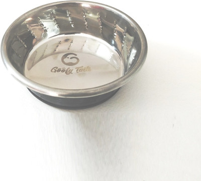 

Goofy Tails Black Printed Durated Premium Food Bowl Feeder Round Stainless Steel Pet Bowl(350 ml Black)