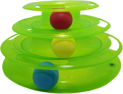

BLACK DOG TOWER OF TRACKS ENJOY CAT Plastic Treat Dispensing Toy, Ball, Fetch Toy, Tug Toy, Training Aid, Perch For Cat