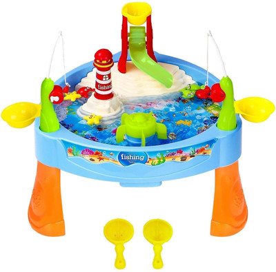 

Bestie Toys present 25 Pcs Playing Water Paradise Fishing Game Chair Set with Paddling Game,Electric Rotation,Hook Skill Fishing,Bright Flashing Lights and Dazzling Sounds for Kids,Multi Color