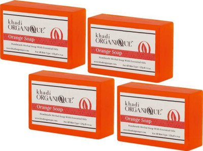 

Khadi ORGANIQUE HAND MADE ORANGE SOAP WITH ESSENTIAL OIL (Pack of 4)(125 g, Pack of 4)