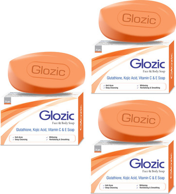 

Glozic Glutathione, Kojic Acid & Vitamin C Soap ( 3 x 75 gm )(225 g, Pack of 3)