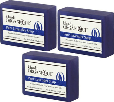 

Khadi ORGANIQUE HANDMADE PURE LAVENDER SOAP WITH ESSENTIAL OIL (Pack of 3)(375 g, Pack of 3)