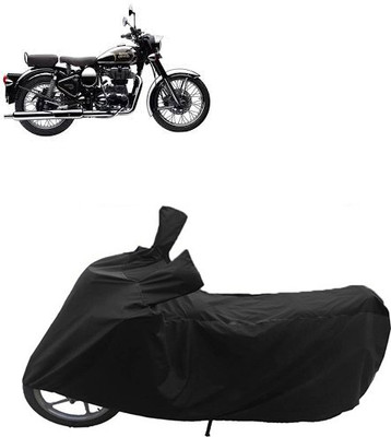 QualityBeast Two Wheeler Cover for Royal Enfield(Classic Chrome, Black)