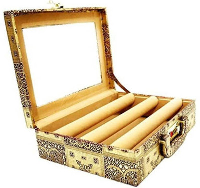 

DN Stylish Golden( Transparent Upper) Bangles Box With Lock System And 3 Rods Size L*B*H :32*25*9 Cm Bangls Box Vanity Box (Golden) jwellery Vanity Box jwellery Vanity Box(Gold)
