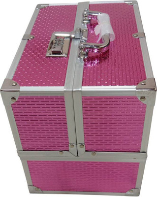 

DC Pink Color Metal 6 Trey Vanity Box Size : 26*22*18 Cm Vanity Box (Golden, Red) jwellery Vanity Box(Red, Gold)