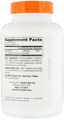 

Doctor's Best High Absorption Magnesium 100% Chelated with Albion Minerals, 100 mg, 240 Tablets(240 No)