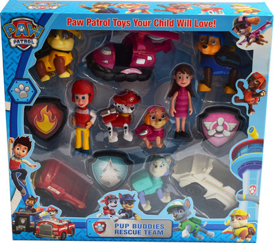 

Kiditos Paw Pup Buddies Rescue Team (Rubble, Chase, Marshall, Skye & Everest) Figure Toy(Multicolor)