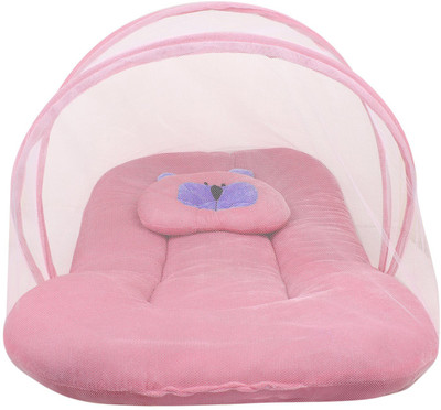 

Little Velvet Bedding Set with Foldable Mattress, Mosquito Net and Pillow for New Born Babies Standard Crib(Fabric, Pink)