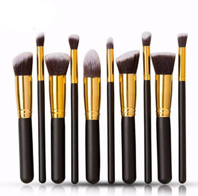 

KADAM Premium Synthetic Makeup Brush Set, Black/gold , 10 Pieces(Pack of 1)