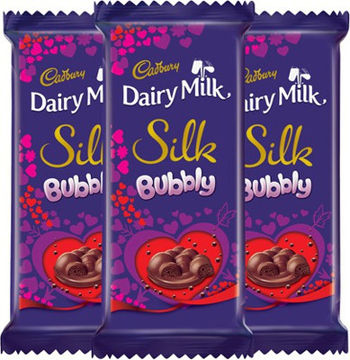 

Cadbury Dairy Milk Silk Bubbly Valentine Chocolate Bar 120g - Pack of 3 Bars(Pack of 3, 360 g)