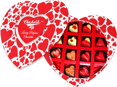 

Chocholik Valentines Day Gift Box - Stylish Love Heart Choco Delight Belgium Chocolate Box - 12pc Truffles(180 g)