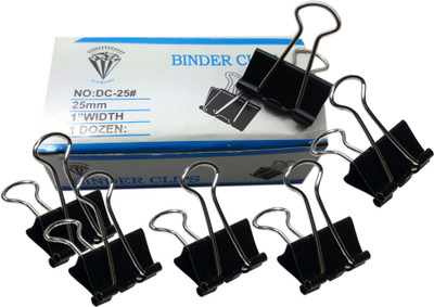 MAJESTIC BASKET PREMIUM PACK OF 2 [24 PCS] FOR ALL ADMINISTRATIVE WORK 25MM METAL BINDER CLIP(Set of 24, Black)