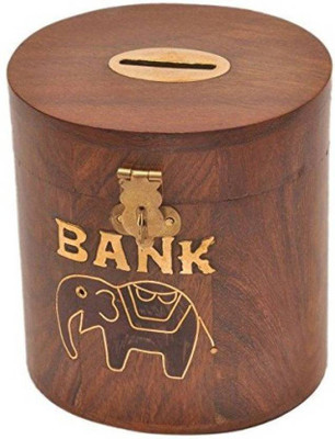 

Dizardo Kraft Money Piggy Bank Oval Kids Decorative Handicraft Gift Item Coin Bank Coin Bank(Brown)