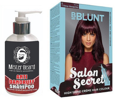 

MISTER BEARD ANTI DANDRUFF SHAMPOO WITH BBLUNT BURGUNDY (4.20) HAIR COLOUR(Set of 2)