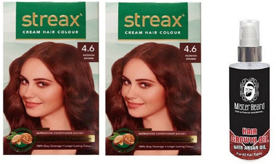 

MISTER BEARD ARGAN GROWTH HAIR OIL WITH STREAX REGULAR REDDISH BROWN (4.6) X 2(Set of 3)