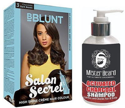 

MISTER BEARD CHARCOAL SHAMPOO WITH BBLUNT DARK BROWN (3) HAIR COLOUR(Set of 2)