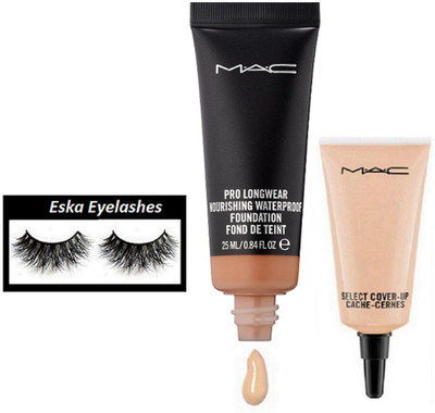 

eska Eyelashes , Mac Pro long wear Nourishing Foundation,Select Coverup Concealer(Set of 3)