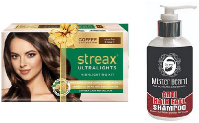 

MISTER BEARD ANTI HAIR FALL SHAMPOO WITH STREAX ULTRALIGHT MOCHA BROWN(Set of 2)